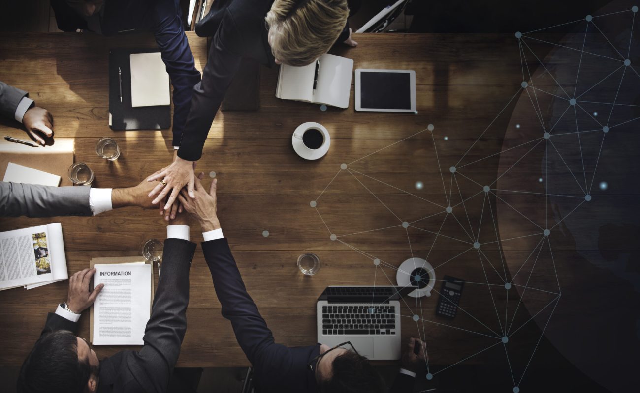 Aerial view of a business team